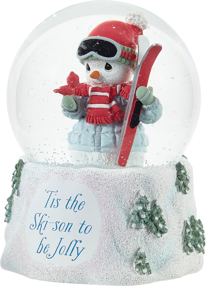 Precious Moments ‘Tis The Ski-Son to Be Jolly Annual Snowman Musical Snow Globe – Resin & Glass Holiday Keepsake – 231103