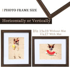 13x19 Picture Frame Walnut, Wooden Poster Frame 11x17with Mat or 13x19 without Mat, 13 by 19 Collage Frames Tempered Glass - Wall Gallery Frame Perfect for Décor Gifts