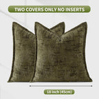 HPUK Fall Chenille Soft Throw Pillow Covers 18x18 Set of 2, Accent Cushion Covers for Living Room, Bedroom, Decorative Solid Color Pillow Covers for Couch, Sofa, Chair, Dusty Green