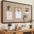 Bulletin Board, 48 x 36 inches Decorative Felt Board Foldable Photo Board Pin Boards, Cork Board Alternative for Walls, Office, Home, Classroom with Pushpins ＆ Small Storage Bag, Brown