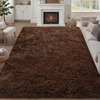 8x10 Area Rugs for Living Room Bedroom: Ultra Soft Fluffy Shag Rug Upgrade Non-Slip Non-Shedding Large Fuzzy Plush Carpet Indoor Floor Carpets for Kids Room Playroom Nursery Dorms Home Decor Brown