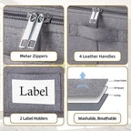 Yawinhe Underbed Bags, Storage Containers Bags with Lid, Foldable Blanket Bins, with Sturdy Zipper und Label Holders, for Clothing, 23.6''Lx11.8''Wx6''H, 2 Pack, Grey