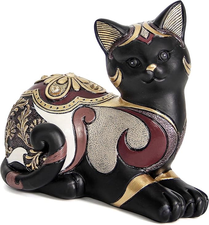 Smadeer Black Cat Statue for Home Decor, Cat Figurines Room Decoration for Bookshelf Office Table, Vintage Matt Small Cat Sculpture Gift for Cat Lovers, Woman Mom Retro Cats Animal