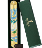 Matashi Gold Hand Painted Enamel 6 inch Mezuzah Embellished with Hebrew Shin Home Door Wall Decor Home Décor Jewish Holiday Housewarming Present House Blessing Gift for Holiday Festival