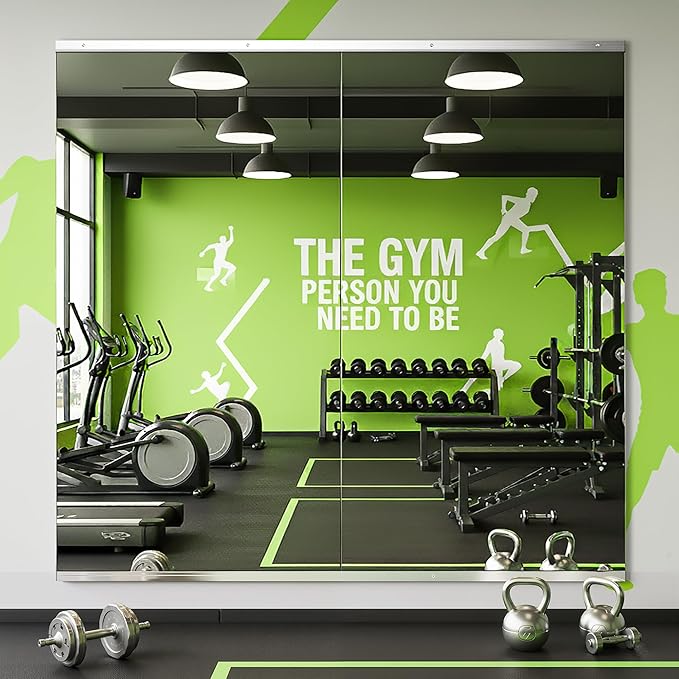 FICTOR Home Gym Mirror for Wall, 54"x28"x2 PCS Large Workout Mirrors with Tempered Glass, Full Length Frameless Body Mirror for Garage, Dance, Yoga, Bedroom
