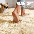OLANLY 5x7 Machine Washable Large Area Rugs for Living Room, Bedroom, Soft Fluffy Shaggy Bedside Rug, Indoor Floor Carpet for Kids Girls and Boys, Dorms, Nursery, Home Decor Aesthetic, Cream