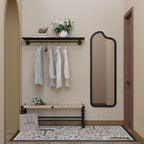 Black Clothes Rack 48in, Wall Mounted Garment Rack with Real Wood Shelf, Heavy Duty Hanging Clothes Rack, Multi-Purpose Hanging Rod, Space-Saving Closet Storage