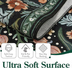 Moynesa Floral 5x7 Living Room Area Rug, Soft Washable Rugs for Bedroom, Non Slip Ultra Thin Boho Rug Botanical Stain Resistant Floor Carpet for Dining Room Home Office, Black