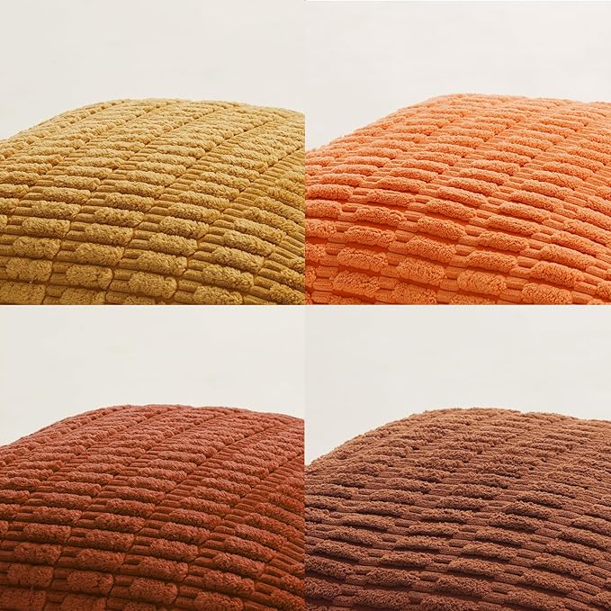 Fancy Homi 4 Packs Decorative Throw Pillow Covers for Living Room Couch Bed, Modern Farmhouse Boho Home Décor Accent Cushion Case, 18" x 18", Burnt Orange Series