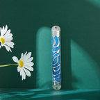 Matashi Hand Painted Blue Enamel 6 inch Mezuzah Embellished with Hebrew Shin Home Door Wall Decor Home Décor Jewish Holiday Housewarming Present House Blessing Gift for Holiday Festival