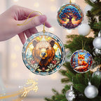 Brown Bear Stained Glass Ornament - Christmas Tree Decoration, Gift Exchange Present Idea