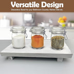 Rustic Wood Riser - Rectangular Soap Tray, Candle Holder, Plant Stand - White, 12 x 7 x 1.5 Inch