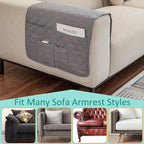 Remote Control Holder for Recliner Non-Slip Armchair Caddy Couch Armrest Organizer, Arm Chair Bedside Caddy Storage Organizer for Recliner Couch With 6 Pockets for Magazine, Tablet, Phone, iPad (Grey)
