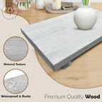 Rustic Wood Riser - Rectangular Soap Tray, Candle Holder, Plant Stand - White, 12 x 7 x 1.5 Inch