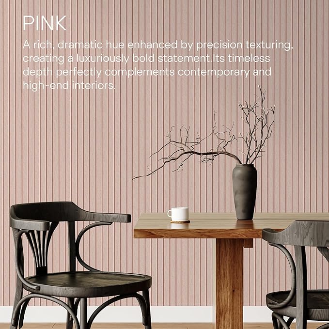 MaxGear Large Cork Boards for Walls 36" x 24", Pink Felt Bulletin Board Tiles for Office Decor, 6 Pack Felt Wall Tiles with Slat Paneling, Push Pin Board Home Wall Organizer