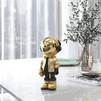 Dosker Small Astronaut Statues Mini Spaceman Sculpture Polyresin Arts Gifts Gold Figurine Ornament Room Decor for Men,Home and Desktop Accessories Tabletop Decoration, Living Room, Office, Bookshelf