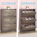Shoe Cabinet with 3 Flip Drawers, Hidden Wood Shoe Cabinet,Freestanding Shoe Storage Cabinet for Entryway Hallway