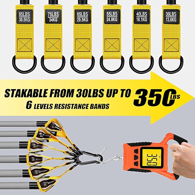 WOQQW Heavy Resistance Bands for Working Out, 350lbs/450lbs Exercise Bands with Handles, Workout Bands Set for Men, Fitness Weight Bands for Muscle Strength Training,Stretching,Slim,Home Gym Equipment