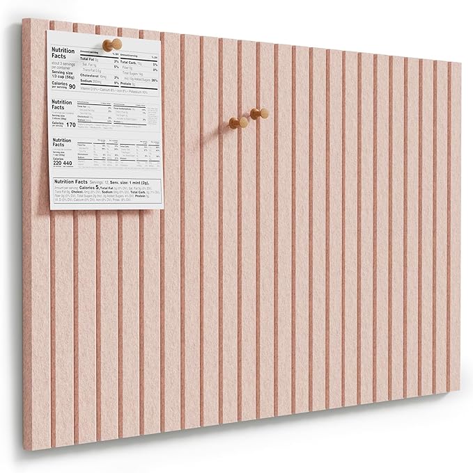 MaxGear Large Cork Boards for Walls 36" x 24", Pink Felt Bulletin Board Tiles for Office Decor, 6 Pack Felt Wall Tiles with Slat Paneling, Push Pin Board Home Wall Organizer