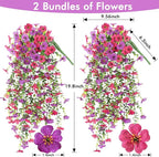 2 Bundles Fake Flowers for Spring Decor, Hanging Artificial Flowers for Outdoors, UV Resistant Spring Floral Stems for Porch, Window and Garden Decoration (2)
