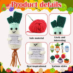 VioraWhite 18 Pcs Fruits Vegetables Positive Emotional Dolls Bulk Encouragement Emotional Knitted Crochet Gifts with Positive Words for Friends Coworker Decorations for Home Office