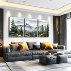 MHARTK66 3 Piece Framed Canvas Art Prints Wall Art for Living Room Modern Wall Decor for Bedroom Office Decor Abstract Mountain Forest Landscapes Ink Painting Ready to Hang Wall Pictures Home Decor
