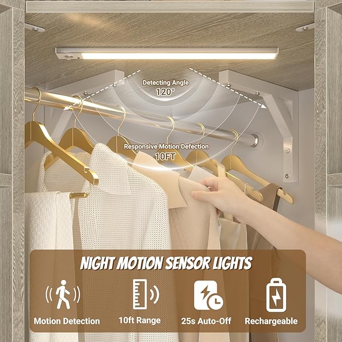 Corner Closet System with 2 Motion Sensor Lights, 39.2" Corner Closet Organizer with 12 Shelves, Closet System with 2 Hanging Rods, Versatile 6-Tier Walk-in Closet for Corner Space, White Oak