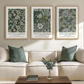 Framed William Morris Canvas Wall Art Set of 3, Green Vintage Floral Prints, Boho Farmhouse Botanical Decor for Living Room Bedroom Hallway Office, 16x24 Inch