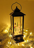 Wondise Lighted Musical Snow Globe Lantern with 6 Hour Timer, 12 Inches USB Powered & Battery Operated Spinning Water and Swirling Glitter Christmas Snow Globe Lantern Gifts(Snowman Family)