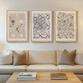 Framed Large William Morris Canvas Wall Art Set of 3, Vintage Nature Floral Artwork Prints, Boho Neutral Botanical Wall Decor for Living Room, Bedroom, Hallway and Office, Total Size 30x60
