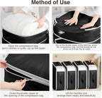 4 Pack Compression Storage Bags - 110L Large Capacity Comforter Storage Bag, 3-Layer Washable Ultra Space Saving Self Compression Organizer Space Bags for Blanket, Sweater, Sheet, Black