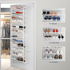 Whitmor 36 Pair Over The Door Shoe Organizer, 12 Tier Hanging Shoe Organizer, Heavy Duty Metal & Mesh Shoe Holder, Hanging Shoe Rack for Closet Organizer & Storage, 69"L x 21.7"W x 7.5"H, Matt White