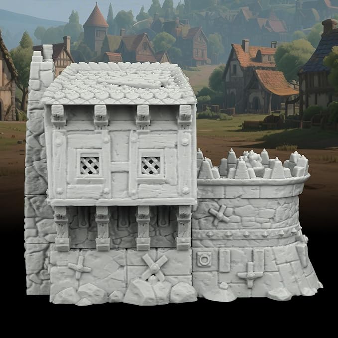 Stone and Timber Dwelling RPG Terrain – 1:64 Scale Unpainted Tabletop RPG Game Scenery for Trench Crusade, Building Blocks for Adults & Map Props – Medieval Village D AF1124D