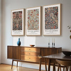 Framed Large William Morris Canvas Wall Art Set of 3, Vintage Floral Botanical Artwork Prints, Rustic Boho Farmhouse Aesthetic Decor for Living Room, Bedroom, Hallway or Office, 24x36 Inch