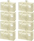 TICONN 8 Pack Extra Large Moving Bags Heavy Duty with Zippers & Carrying Handles, Durable Storage Bags Moving Boxes for Closet Organizers and Storage (8 Pack, Cream)