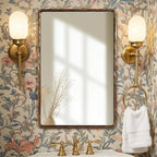 ANDY STAR Hand-Forged Gold Bathroom Mirrors for Wall, 24x36 Inch Vintage Solid Steel Metal Frame Bathroom Vanity Mirror, Antique Rounded Rectangle Wall Mirror, Hangs Horizontally or Vertically