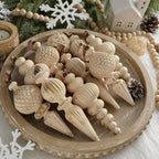 Yunlly 9 Pcs Neutral Christmas Ornaments Textured Christmas Tree Decor with Hanging Loop Modern Brown Hanging Ornaments Finial Shatterproof Decor for Xmas Vintage Rustic Farmhouse (Retro White)