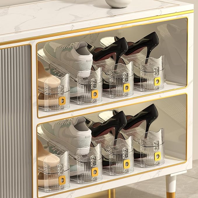 20Pack Shoe Slots Organizer for Closet Shoe Stacker Shoe Rack Organizer for Closet Space Saver Storage Holder Organization (Clear)