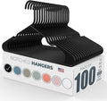 Neaties Plastic Hangers 100 Pack – Made in The USA – 6lb Capacity Standard Clothes Hangers with Notches and Reinforced Edges for Dresses, Lingerie, Shirts, Pants, and Jackets – Black