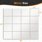 Delma Home Gym Mirror Tiles, 14'' x 12'' Glass Frameless Mirror (16 PCS), Large Wall Mirror for Home Gym,Bedroom,Door,Bathroom