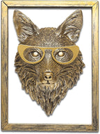Newinhome Animal Heads Wall Decor (Includes Metal Frame) Resin Animals Sculptures Head Wall Hanging Decoration Gold vintage Wall Sculpture for Living Room Bedroom Office(Fox)