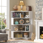 Armocity Corner Book Shelf - 5 Tier Corner Bookshelf Etagere Bookcase with Baffle, Freestanding L Shaped Display Shelf Stand for Home Office, Living Room, Bedroom, Kitchen, White