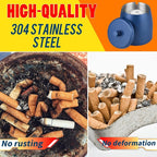 HARTAR Smokeless Ashtrays for Cigarettes Indoor, Ash Tray Sets Outdoor Windproof Cute Home Large Funny Metal Outside Ashtray with Lid for Cigarettes Butt Can for Outside Patio, Blue, Large