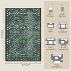 Dark Green 4x6 Washable Area Rug, Ultra Soft Non-Slip Stain Resistant, Floral Distressed Design for Living Room, Bedroom, Large Entryway & Kitchen