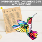 Hummingbird Christmas Ornament, Acrylic Hummingbird Ornament Faux Stained Glass Effect, Hummingbirds Gifts for Women, Bird Lovers, Humming Bird Decor for Home, Christmas Tree, Sympathy Gift Ideas