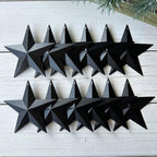 Metal Star Hanging Ornament, 3.8 Inch Black Barn Star for Home Decoration, Set of 12, Rustic Vintage Christmas Gift