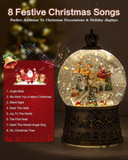 Christmas Snow Globes Light up Snowglobes Christmas Lantern with 8 Songs, 6.99" Christmas Snow Globes for Kids Adults, 6H Timer & Dual Power, Christmas Decorations Indoor, Gifts for Women Men