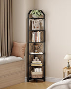 CHOEZON 6-Tier Corner Shelf, Industrial Corner Bookshelf, 71.2" Display Storage Stand, Plant Stand Display Shelf, Tall Bookcase for Bedroom, Living Room, Home Office, Black TCJ11BB