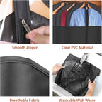 Univivi Long Garment Bags for Hanging Clothes, 54" Dress Bags for Gowns Long for Closet Storage with Large Visible Window for Long Suits, Coats, Dresses, 6 Pack, Black