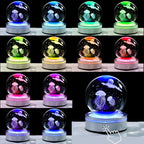 Movdyka 3D Crystal Ball Jellyfish Decor Figurine Marine Biology Gifts for Women Men Night Light, Laser Engraved Jellyfish Ornament Glass Snow Globe Room Art Decor Crafts